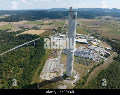 Rottweil, 15th août 2022, Allemagne. La tour de test d'ascenseur TK est une tour de test d'ascenseur. 246 mètres ou 807 pieds de haut. test en ascenseur à grande vitesse Banque D'Images