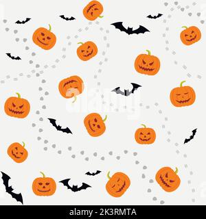 Motif vectoriel sans couture pour Halloween. Illustration vectorielle plate. Illustration de Vecteur