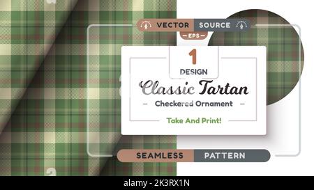 Motif militaire Tartan sans couture, texture militaire, tissu écossais à carreaux Illustration de Vecteur