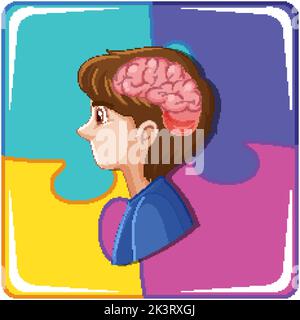 Cerveau humain avec illustration de puzzle Illustration de Vecteur