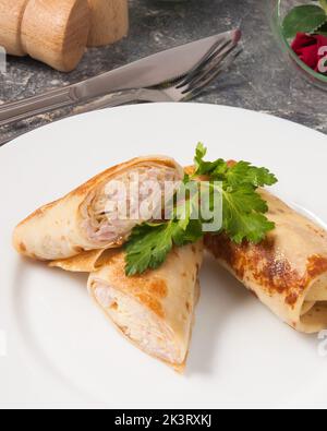 Crêpes grillées au jambon et au fromage Banque D'Images