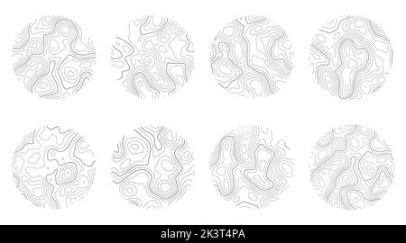 Texture du bois avec lignes topographiques. Ondulations organiques motifs ondulés. Ensemble de bagues d'arbre. Illustration de l'effet vectoriel. Illustration de Vecteur