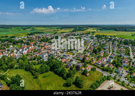 Vue aérienne d'Adelsried, un village près d'Augsbourg Banque D'Images