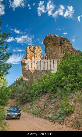 Roches conglomérat, Reddick Canyon, Chicken Creek Road, FR 101, montagnes San Pitch, Forêt nationale d'Uinta, Utah, États-Unis Banque D'Images