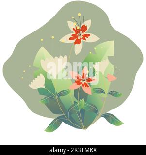 Tendance été sans couture jardin doux fleurs motif sur des bandes orange et blanc. Illustration des feuilles. Motifs modernes. Fleurs fleuries, pour f Banque D'Images