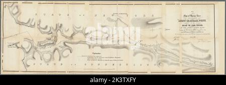 Carte de la rivière Byram de son embouchure à 'Lyon' ou de la pointe Byram jusqu'à la tête d'eau de marée à l'ancien passage à gué: Montrant les limites proposées par les commissaires aux frontières de New York et du Connecticut 1856 : Pour accompagner le rapport des commissaires de New York à la législature n° 3., carte de la rivière Byram de son embouchure à 'Lyon' ou de Byram point jusqu'à la tête d'eau de marée à l'ancienne place de passage à gué de New York (État), commissaires à la frontière de New York et du Connecticut. Cartographie. Cartes. 1857. Lionel Pincus et Princess Firyal Map Division. Rivers , New York (État), Rivers , Connecticu Banque D'Images