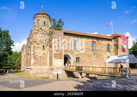 Château de Colchester entrée au donjon normand et musée Parc du château de Colchester Colchester Essex Angleterre GB Europe Banque D'Images
