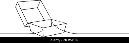 Dessin continu d'une ligne de la boîte à hamburger Craft. Vider les boîtes en carton, les sacs pour les aliments à emporter illustration continue d'une ligne. Illustration de Vecteur