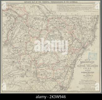 Carte de Greene Co., N.Y. et des parties d'Ulster et Delaware Coss. N.Y: La grande station d'été parmi la carte de Catskills distance des principales artères de Catskills Cartographie. Cartes. 1886. Lionel Pincus et Princess Firyal Map Division. Stations d'été , New York (État) , Greene County, Roads , New York (État) , Greene County, Railroads , New York (État) , Greene County, Roads , New York (État) , Catskill Mountains (N.Y.), stations d'été , New York (État) , Catskill Mountains (N.Y.), Railroads , New York (État) , Catskill Mountains (N.Y.), Service postal , New York (État) , C Banque D'Images