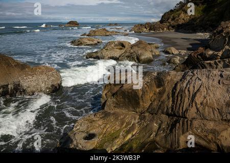 WA22074-00...WASHINGTON - vue de la pointe qui sépare Kalaloch et la plage 2 sur la côte du Pacifique dans le parc national olympique. Banque D'Images