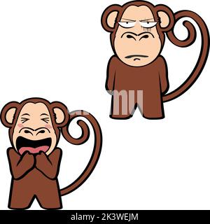 illustration de l'ensemble d'expressions de dessin animé de singe debout en colère en vecteur Illustration de Vecteur