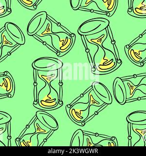 fond asymétrique graphique sans couture d'un sablier sur fond vert clair, texture, design Banque D'Images