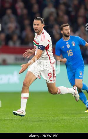 Adam Szalai (Hongrie) lors du match de l'UEFA 'Ligue des Nations 2022-2023' entre la Hongrie 0-2 Italie à l'arène de Puskas sur 26 septembre 2022 à Budapest, Hongrie. Credit: Maurizio Borsari/AFLO/Alay Live News Banque D'Images