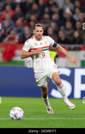 Adam Szalai (Hongrie) lors du match de l'UEFA 'Ligue des Nations 2022-2023' entre la Hongrie 0-2 Italie à l'arène de Puskas sur 26 septembre 2022 à Budapest, Hongrie. Credit: Maurizio Borsari/AFLO/Alay Live News Banque D'Images