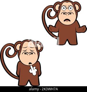 illustration de l'ensemble d'expressions de dessin animé de singe debout grompie en vecteur Illustration de Vecteur