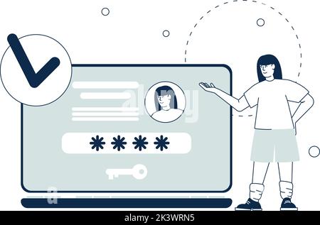 Sécurité personnelle sur l'écran de l'ordinateur portable. Concept de protection par mot de passe Illustration de Vecteur