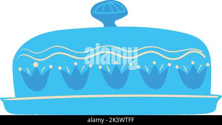 Assiette de service avec couvercle. Icône en céramique dessinée à la main isolée sur fond blanc Illustration de Vecteur