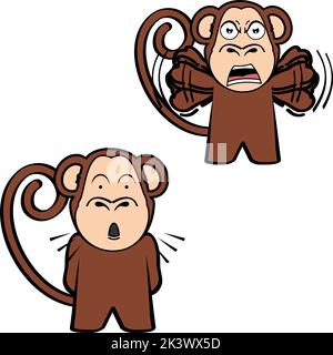 illustration de l'ensemble d'expressions de dessin animé de singe debout hurlant en vecteur Illustration de Vecteur
