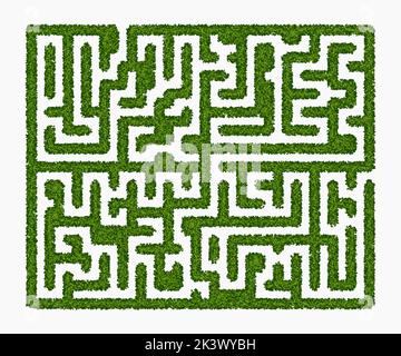 Labyrinthe de haie verte sur fond blanc Illustration de Vecteur