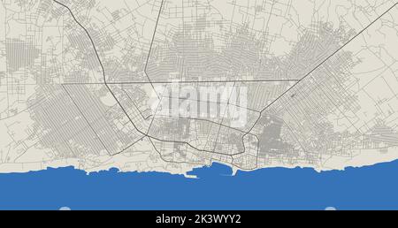 Carte vectorielle de Mogadishu. Carte détaillée du quartier administratif de la ville de Mogadishu. Panorama urbain. Illustration vectorielle libre de droits. Carte routière avec autoroutes Illustration de Vecteur