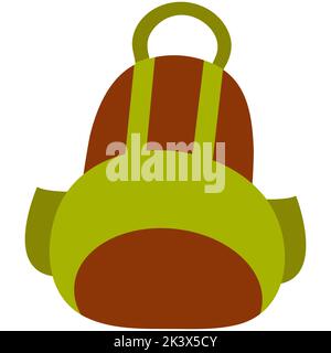 Illustration vectorielle d'un sac à dos vert isolé sur fond blanc dans un style de dessin animé plat. Accessoires pour l'école, la randonnée, le camping pour le web, l'impression, cist Illustration de Vecteur
