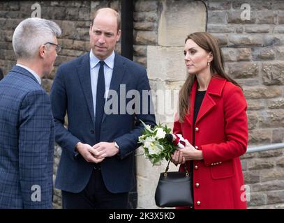 Swansea, pays de Galles, Royaume-Uni. 27 septembre 2022. Prince William, Prince de Galles et Catherine, Princesse de Galles visitent l'église St Thomas à Swansea , qui ha Banque D'Images