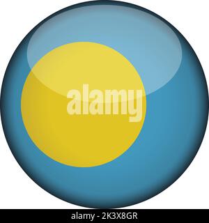 drapeau palau en bouton rond brillant de l'icône. emblème palau isolé sur fond blanc. Signe de concept national. Jour de l'indépendance. Illustration vectorielle. Illustration de Vecteur