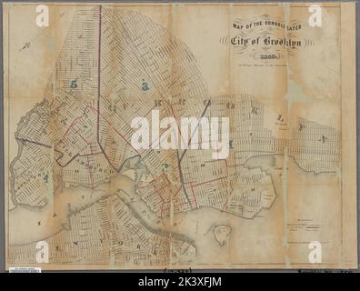 Carte de la ville consolidée de Brooklyn, pour le manuel de Bishop de la société. Cartographie. Cartes. 1859. Lionel Pincus et Princess Firyal Map Division. Brooklyn (New York, New York) Banque D'Images