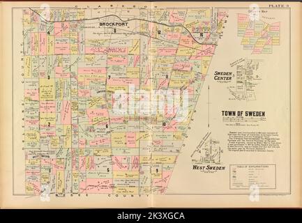 Monroe County, Double page plaque no 9 carte de la ville de Suède Cartographie. Atlas, cartes. 1902. Lionel Pincus et Princess Firyal Map Division. Monroe County (N.Y.), immobilier , New York (État) , Monroe County Banque D'Images