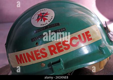 Geoff Short - casque de sauvetage pour mines d'Agecroft No1 TEAM, mine de charbon, mine de charbon Astley Green, Leigh, Greater Manchester, Lancashire, Angleterre, Royaume-Uni Banque D'Images