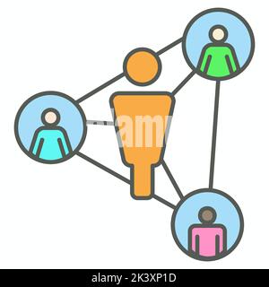 Icône avec des personnes infectées utilisant le suivi de contact pour contenir la propagation du coronavirus. Contacter Tracing Covid-19 concept. Illustration de Vecteur