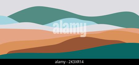 Arrière-plan abstrait Paysage. Arrière-plan paysage artistique avec vecteur de motif d'onde. Illustration de Vecteur