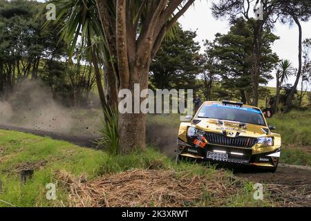 25 HORAN Raana (nzl), CONNOR Michael (nzl), Skoda Fabia Evo, action pendant le rallye, Nouvelle-Zélande. , . Championnat du monde de voitures de rallye WRC, de 29 septembre à 2 octobre 2022 à Auckland, Nouvelle-Zélande - photo Nikos Katikis/DPPI crédit: DPPI Media/Alamy Live News Banque D'Images