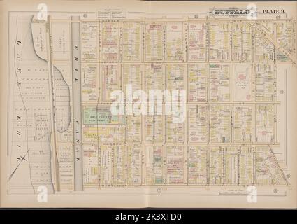 Buffalo, Double page plaque no 9 carte délimitée par porter Ave., 13th St., Maryland St., Lake Erir Cartographie. Atlas, cartes. 1891. Lionel Pincus et Princess Firyal Map Division. Immobilier , New York (État) , zBuffalo Banque D'Images