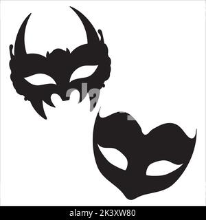 Ensemble vectoriel de masques à billes Mascarade Silhouettes Illustration isolée sur fond blanc Illustration de Vecteur