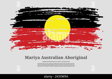 Aborigène australien - drapeau Mariya avec effet de pinceau et affiche de texte d'information, fond vectoriel Illustration de Vecteur