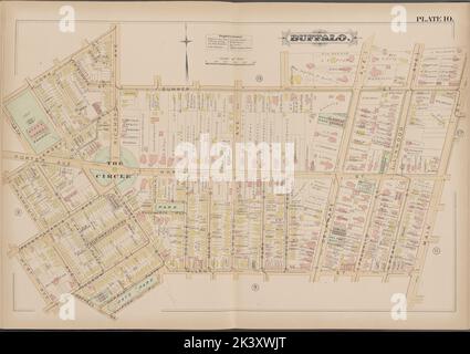 Buffalo, Double page plaque no 10 carte délimitée par la rue Summer, rue main, rue Allen, avenue West Cartographie. Atlas, cartes. 1891. Lionel Pincus et Princess Firyal Map Division. Immobilier , New York (État) , zBuffalo Banque D'Images