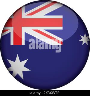 drapeau de l'australie en bouton rond brillant de l'icône. Emblème de l'australie isolé sur fond blanc. Signe de concept national. Jour de l'indépendance. Illustrateur vectoriel Illustration de Vecteur