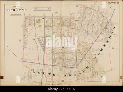 Partie du village de South Orange. Double page plaque no 24 carte délimitée par l'avenue Irvington, l'avenue Wetmore, l'avenue Parker, l'avenue Hilldale, l'avenue Maplewood, Walton Ave., 3rd St. Atlas, cartes, cartes cadastrales. 1904. Lionel Pincus et Princess Firyal Map Division. Essex County (N.J.), immobilier , New Jersey , Essex County (N.J.) Banque D'Images