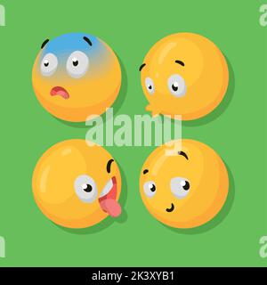 emojis 3d style quatre icônes Illustration de Vecteur