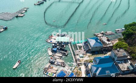 NINGDE, CHIAN - 24 SEPTEMBRE 2022 - vue aérienne de l'île de Zhujiang, un ancien village de Xiapu, dans la ville de Ningde, province de Fujian, Chine, 24 sept. 202 Banque D'Images