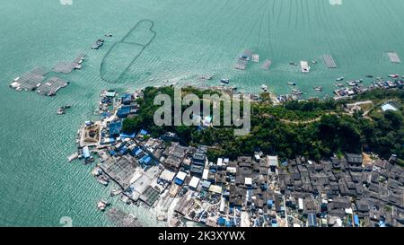 NINGDE, CHIAN - 24 SEPTEMBRE 2022 - vue aérienne de l'île de Zhujiang, un ancien village de Xiapu, dans la ville de Ningde, province de Fujian, Chine, 24 sept. 202 Banque D'Images
