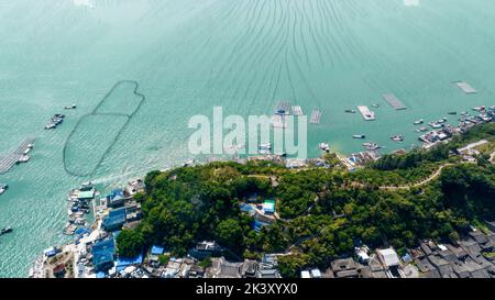 NINGDE, CHIAN - 24 SEPTEMBRE 2022 - vue aérienne de l'île de Zhujiang, un ancien village de Xiapu, dans la ville de Ningde, province de Fujian, Chine, 24 sept. 202 Banque D'Images