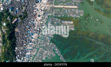 NINGDE, CHIAN - 24 SEPTEMBRE 2022 - vue aérienne de l'île de Zhujiang, un ancien village de Xiapu, dans la ville de Ningde, province de Fujian, Chine, 24 sept. 202 Banque D'Images