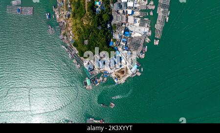 NINGDE, CHIAN - 24 SEPTEMBRE 2022 - vue aérienne de l'île de Zhujiang, un ancien village de Xiapu, dans la ville de Ningde, province de Fujian, Chine, 24 sept. 202 Banque D'Images