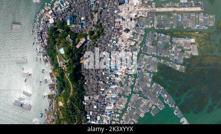 NINGDE, CHIAN - 24 SEPTEMBRE 2022 - vue aérienne de l'île de Zhujiang, un ancien village de Xiapu, dans la ville de Ningde, province de Fujian, Chine, 24 sept. 202 Banque D'Images