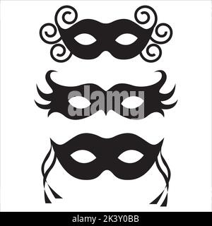 Ensemble vectoriel de masques à billes Mascarade Silhouettes Illustration isolée sur fond blanc Illustration de Vecteur