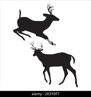 Ensemble vectoriel de silhouettes de cerfs Illustration isolée sur fond blanc Illustration de Vecteur