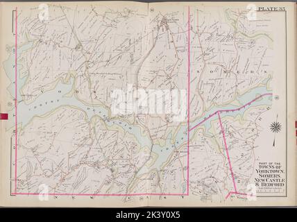 Westchester, V. 2, Double page plaque no 35 carte délimitée par une partie des villes de York, Sommers, New Castle, Bedford Cartographie. Atlas, cartes. 1910 - 1911. Lionel Pincus et Princess Firyal Map Division. Westchester County (N.Y.), immobilier , New York (État) , Westchester County Banque D'Images