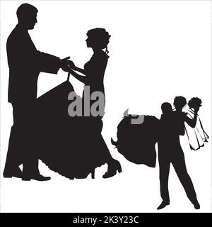 Ensemble vectoriel de silhouettes de couple nouvellement marié Illustration isolée sur fond blanc Illustration de Vecteur
